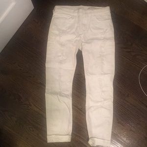 Zara white distressed boyfriend jeans